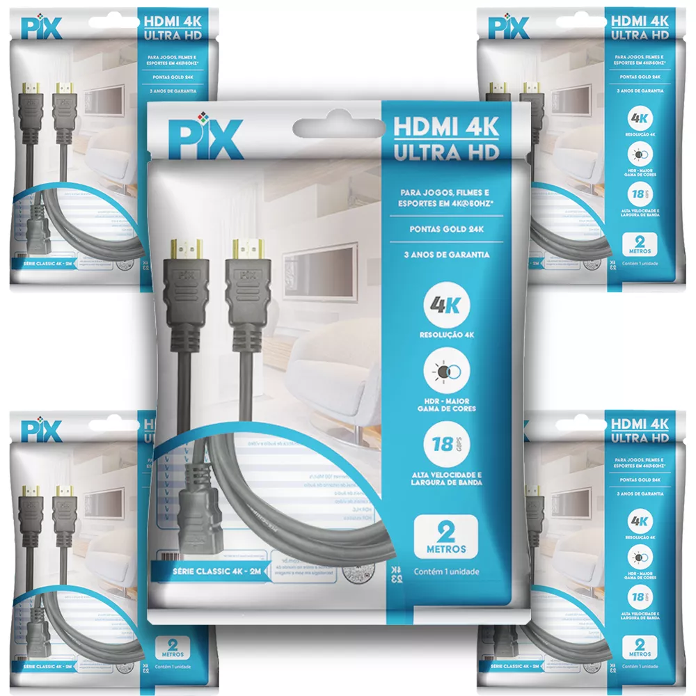 Kit 10 Cabos HDMI 2M 4K